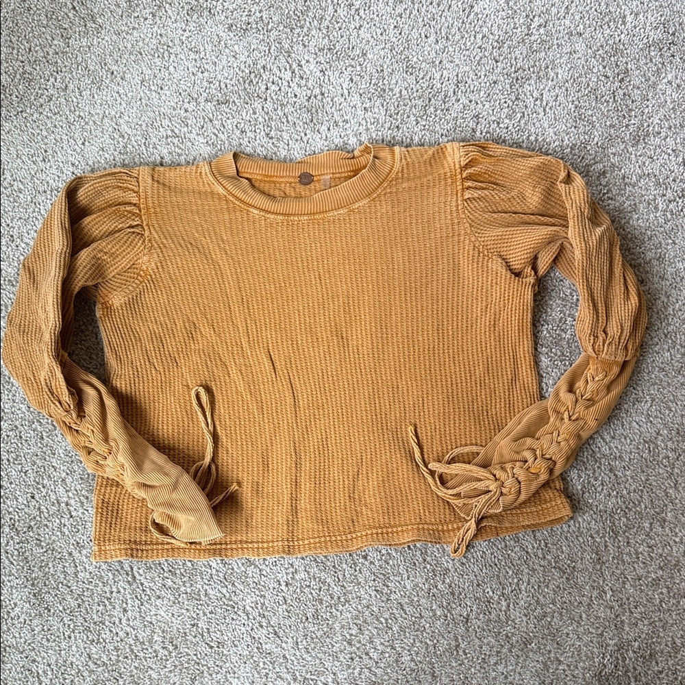 FP One Lace-Up Sleeve Mustard Top